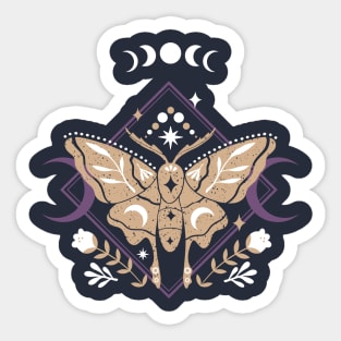 Moth cottagecore, fairycore and goblincore insect moon child Sticker